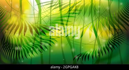 Wild Jungle Forest Horizontalen Hintergrund. Vektorgrafik. Stock Vektor