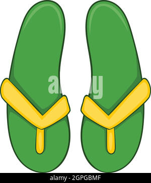 Grüne Flipflops Cartoon-Stil-Ikone Stock Vektor