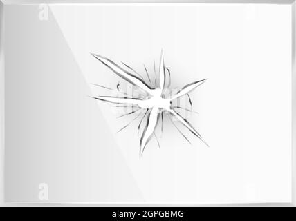 Zerbrochenes Glas. Kunststoffsieb knacken, 3d-Lochrahmen. Crash zertrümmern Fenster oder Eis, zertrümmern Spiegel Vektorgrafik Stock Vektor