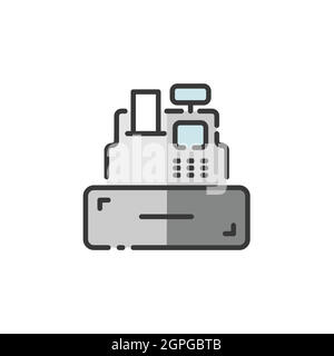 Kasse. Kassiermaschine. Ausgefülltes Farbsymbol. Commerce Vektorgrafik Stock Vektor