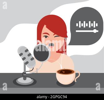 Frau macht Live-Podcast Stock Vektor