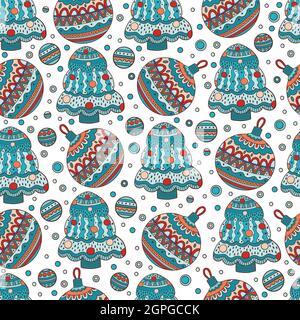 Weihnachten Zweig Kiefer Muster Umriss Hand gezeichnet Vektor. Weihnachtstanne. Nahtloses immergrün-Waldmuster Stock Vektor