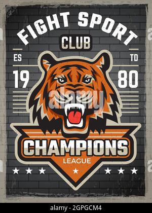 Poster „Team Animals“. Wild Sport Maskottchen Schild auf Plakat Vektor Tier Design Vorlage Stock Vektor