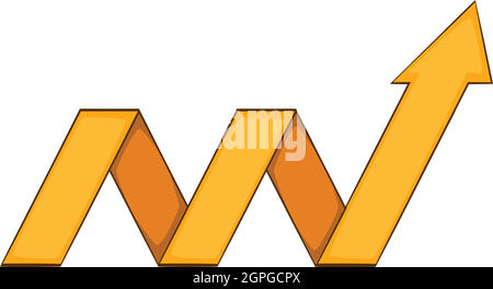 Gelbe Wachstum Diagramm Pfeilsymbol, Cartoon-Stil Stock Vektor