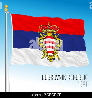 Dubrovnik Republik historische Flagge, Kroatien, Europa, 1991 Stock Vektor