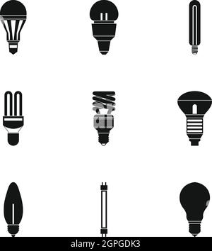 Lampe Icons Set, einfachen Stil Stock Vektor
