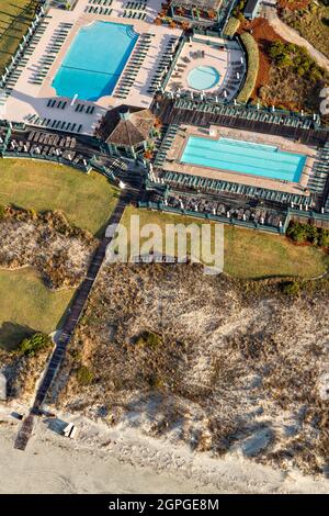 Luftaufnahme des Kiawah Island Beach Club auf Kiawah Island, South Carolina. Stockfoto