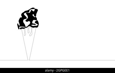 Eine Linie Zeichnung des isolierten Objekts - Eiskegel Stock Vektor