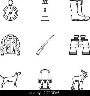 Schießen auf Tiere Icons Set, Stil skizzieren Stock Vektor