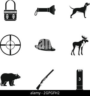 Vogel Jagd Icons Set, einfachen Stil Stock Vektor