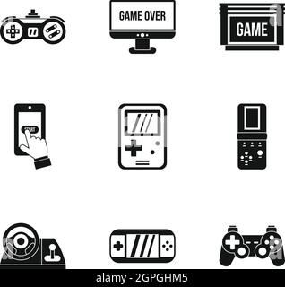Spiel-Konsole Icons Set, einfachen Stil Stock Vektor