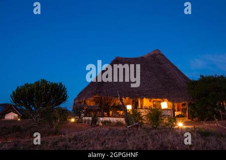 Kenia, Taita Hills, Lualenyi Ranch, Lualenyi Camp, Lobby Stockfoto