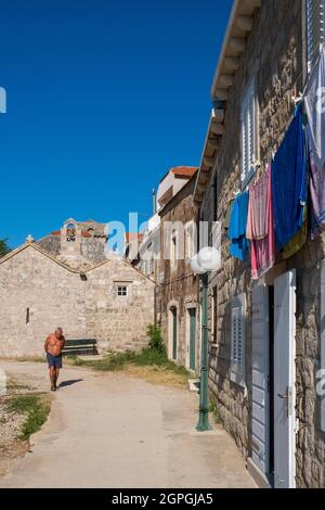 Kroatien, Dalmatien, die Inseln der Elaphiten, die Insel Sipan, der Hafen von Sumurad Stockfoto