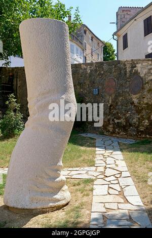 Gravur Kroatien, Istrien, Pazin, Jules Verne und Nerina Feresini Stockfoto