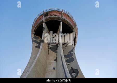 Kroatien, Slawonien, Vukovar, der Wasserturm, Symbol des Widerstands der Stadt gegen den Feind während der Belagerung von Vukovar im Jahr 1991, traf mehr als 600 Mal in 3 Monaten, jetzt ein Denkmal Stockfoto