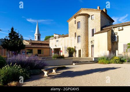 Frankreich, Vaucluse, Saint Didier, Place de la Mairie Stockfoto