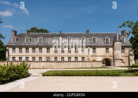 Frankreich, Eure, Le Bec Hellouin, beschriftet die schönsten Dörfer Frankreichs, Abtei Notre Dame du Bec, katholische benediktinerabtei Stockfoto