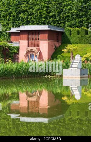 France, Eure, Sainte opportune du Bosc, Castle and Battlefield Garden vom Innenarchitekten Jacques Garcia, Palais Moghol Stockfoto