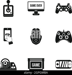 Spiele Icons Computersatz, einfachen Stil Stock Vektor