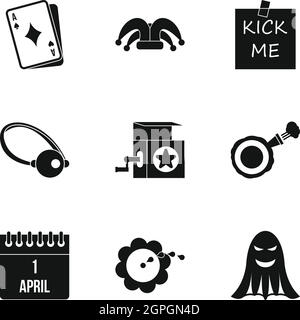 Lustiger Witz Icons Set, einfachen Stil Stock Vektor