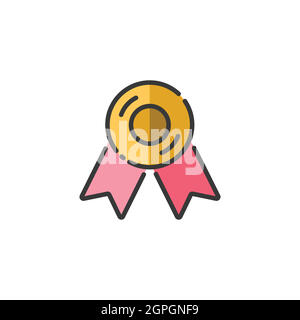 Genehmigte oder zertifizierte Medaille. Qualitätsgarantie. Ausgefülltes Farbsymbol. Commerce Vektorgrafik Stock Vektor