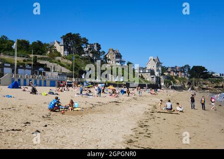 Frankreich, Ille et Vilaine, Cote d'Emeraude (Smaragdküste), Dinard, Strand von Saint Enogat Stockfoto