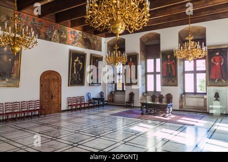 DANZIG, POLEN - 2. SEPTEMBER 2016: Das Innere des Danziger Historischen Museums befindet sich im gotisch-Renaissance Rathaus. Stockfoto