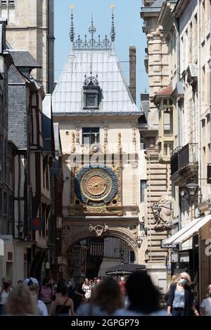 France, seine Maritime, Rouen, Gros Horloge, eine astronomische Uhr aus dem 16. Jahrhundert Stockfoto