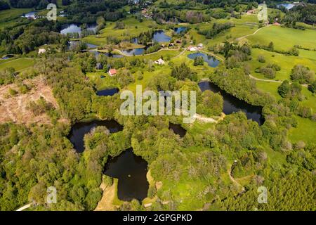 Frankreich, Haute Saone, Thousand Ponds Plateau (Plateau des Mille étangs), Les Grilloux Plateau (Luftaufnahme) Stockfoto