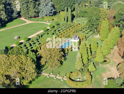 Frankreich, Dordogne, Schwarzes Perigord, Salignac-Eyvigues, die Gärten von Eyrignac,(Luftaufnahme) Stockfoto