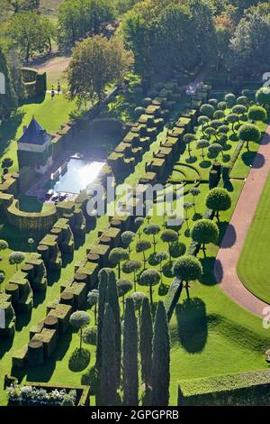 Frankreich, Dordogne, Schwarzes Perigord, Salignac-Eyvigues, die Gärten von Eyrignac,(Luftaufnahme) Stockfoto