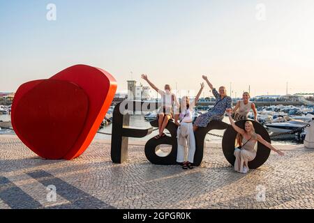Portugal, Algarve, Faro, die Altstadt, die Marina, Ich liebe Faro Stockfoto