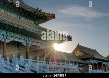 China, Peking, die Verbotene Stadt, die von der UNESCO zum Weltkulturerbe erklärt wurde, das Meridian-Tor Stockfoto