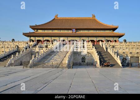 China, Peking, die Verbotene Stadt, die von der UNESCO zum Weltkulturerbe erklärt wurde, das Meridian-Tor Stockfoto