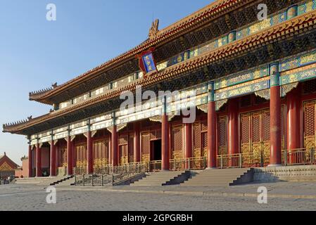 China, Peking, die Verbotene Stadt, die von der UNESCO zum Weltkulturerbe erklärt wurde, das Meridian-Tor Stockfoto