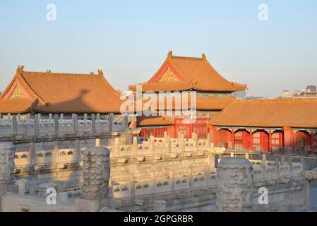 China, Peking, die Verbotene Stadt, die von der UNESCO zum Weltkulturerbe erklärt wurde, das Meridian-Tor Stockfoto