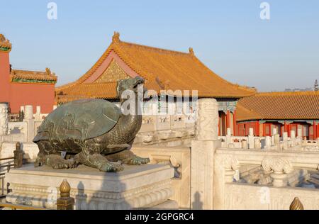 China, Peking, die Verbotene Stadt, die von der UNESCO zum Weltkulturerbe erklärt wurde, das Meridian-Tor Stockfoto