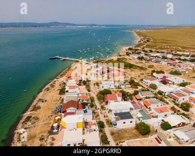 Portugal, Algarve, Faro, Insel oder Ilha do Farol (Luftaufnahme) Stockfoto