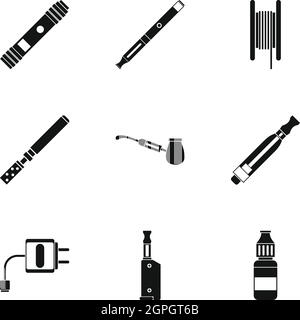 Tabak-Symbole-Set, einfachen Stil Stock Vektor