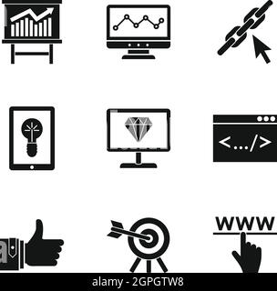 SEO Optimierung Icons Set, einfachen Stil Stock Vektor
