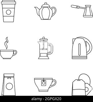 Trinken Sie Icons Set, Umriss-Stil Stock Vektor