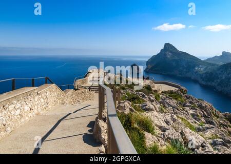 Berühmter Aussichtspunkt auf Mallorca, der Mirador Es Colomer Stockfoto