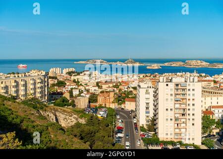 Frankreich, Bouches du Rhone, Marseille, Blick von der Basilika Notre-Dame de la Garde Stockfoto