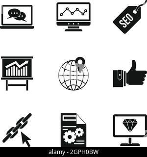 Optimierung Icons Set, einfachen Stil Stock Vektor