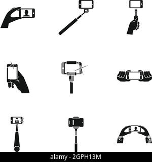 Foto am Handy Icons Set, einfachen Stil Stock Vektor