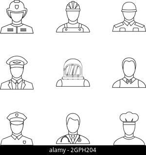 Aktivitäten Icons Set, Umriss-Stil Stock Vektor