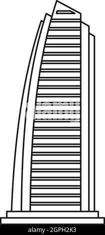 Wolkenkratzer in Dubai-Symbol, Umriss-Stil Stock Vektor