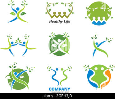 Vorlage für das gesunde Leben von Menschen mit Logo Stock Vektor