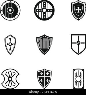 Shield Icons Set, einfachen Stil Stock Vektor