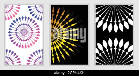 Exotic Cover Design Set einfache Mandala-Design. vektor-Vorlage für Broschüre, Einladung, Geschäftshintergrund, Broschüre und Flyer. Stock Vektor